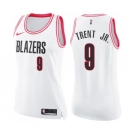 Women's Nike Portland Trail Blazers #9 Gary Trent Jr. Swingman White Pink Fashion NBA Jersey