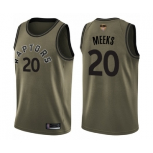 Youth Toronto Raptors #20 Jodie Meeks Swingman Green Salute to Service 2019 Basketball Finals Bound Jersey