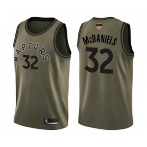 Youth Toronto Raptors #32 KJ McDaniels Swingman Green Salute to Service 2019 Basketball Finals Bound Jersey