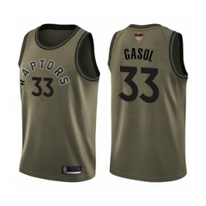 Youth Toronto Raptors #33 Marc Gasol Swingman Green Salute to Service 2019 Basketball Finals Bound Jersey