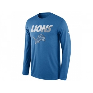Men's Detroit Lions Nike Blue Legend Staff Practice Long Sleeve Performance T-Shirt