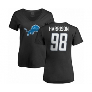 NFL Women's Nike Detroit Lions #98 Damon Harrison Black Name & Number Logo T-Shirt