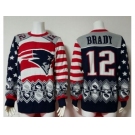 Nike New England Patriots #12 Tom Brady Red Navy Blue Men's Ugly Sweater