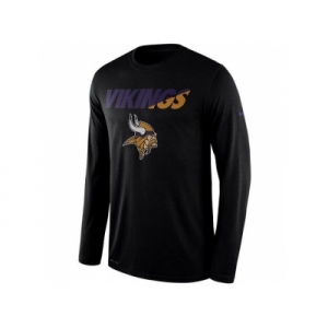 Men's Minnesota Vikings Nike Black Legend Staff Practice Long Sleeves Performance T-Shirt