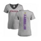 NFL Women's Nike Minnesota Vikings #31 Ameer Abdullah Ash Backer V-Neck T-Shirt