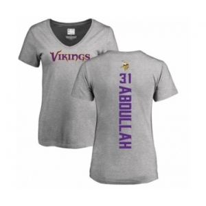 NFL Women's Nike Minnesota Vikings #31 Ameer Abdullah Ash Backer V-Neck T-Shirt