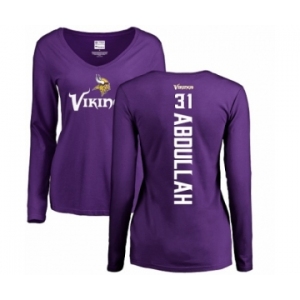 NFL Women's Nike Minnesota Vikings #31 Ameer Abdullah Purple Backer Slim Fit Long Sleeve T-Shirt