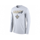 Men's New Orleans Saints Nike White Legend Staff Practice Long Sleeves Performance T-Shirt