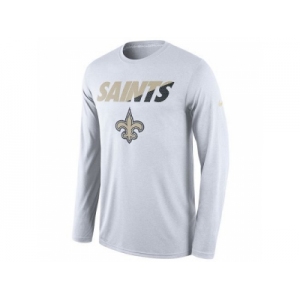 Men's New Orleans Saints Nike White Legend Staff Practice Long Sleeves Performance T-Shirt