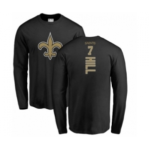 NFL Nike New Orleans Saints #7 Taysom Hill Black Backer Long Sleeve T-Shirt