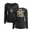 NFL Women's Nike New Orleans Saints #25 Eli Apple Black Name & Number Logo Slim Fit Long Sleeve T-Shirt