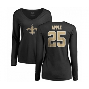 NFL Women's Nike New Orleans Saints #25 Eli Apple Black Name & Number Logo Slim Fit Long Sleeve T-Shirt
