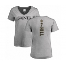 NFL Women's Nike New Orleans Saints #7 Taysom Hill Ash Backer V-Neck T-Shirt