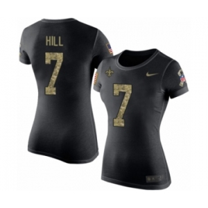NFL Women's Nike New Orleans Saints #7 Taysom Hill Black Camo Salute to Service T-Shirt