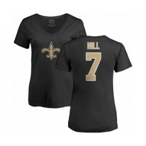 NFL Women's Nike New Orleans Saints #7 Taysom Hill Black Name & Number Logo Slim Fit T-Shirt