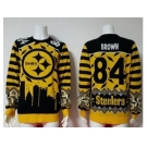 Nike Pittsburgh Steelers #84 Antonio Brown Yellow Black Men's Ugly Sweater