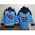 Men's Tennessee Titans #98 Jeffery Simmons Blue Lace-Up Pullover Hoodie