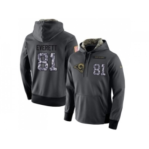 Men Los Angeles Rams #81 Gerald Everett Stitched Black Anthracite Salute to Service Player Performance Hoodie