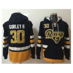 Nike Rams #30 Todd Gurley II Navy Blue Gold Name & Number Pullover NFL Hoodie