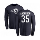 NFL Nike Los Angeles Rams #35 C.J. Anderson Navy Blue Name & Number Logo Long Sleeve T-Shirt