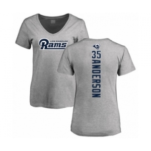 NFL Women's Nike Los Angeles Rams #35 C.J. Anderson Ash Backer V-Neck T-Shirt