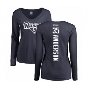 NFL Women's Nike Los Angeles Rams #35 C.J. Anderson Navy Blue Backer Slim Fit Long Sleeve T-Shirt