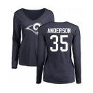 NFL Women's Nike Los Angeles Rams #35 C.J. Anderson Navy Blue Name & Number Logo Slim Fit Long Sleeve T-Shirt