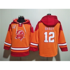 Men's Tampa Bay Buccaneers #12 Tom Brady Orange Red Ageless Must-Have Lace-Up Pullover Hoodie