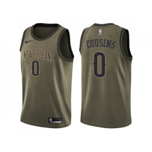 Men Nike New Orleans Pelicans #0 DeMarcus Cousins Green Salute to Service NBA Swingman Jersey