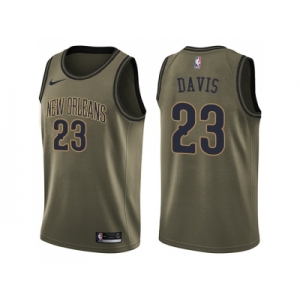 Men Nike New Orleans Pelicans #23 Anthony Davis Green Salute to Service NBA Swingman Jersey