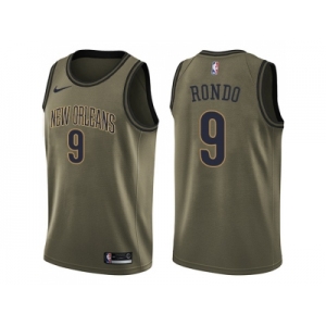 Men Nike New Orleans Pelicans #9 Rajon Rondo Green Salute to Service NBA Swingman Jersey