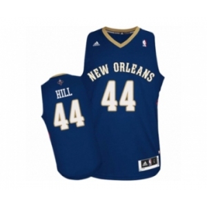 Men's Adidas New Orleans Pelicans #44 Solomon Hill Authentic Navy Blue Road NBA Jersey