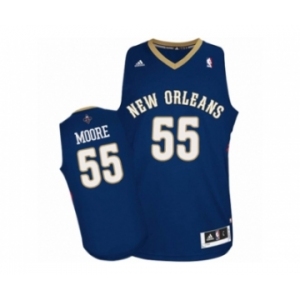 Men's Adidas New Orleans Pelicans #55 E'Twaun Moore Authentic Navy Blue Road NBA Jersey