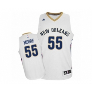 Men's Adidas New Orleans Pelicans #55 E'Twaun Moore Authentic White Home NBA Jersey