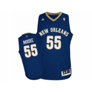 Men's Adidas New Orleans Pelicans #55 E'Twaun Moore Swingman Navy Blue Road NBA Jersey