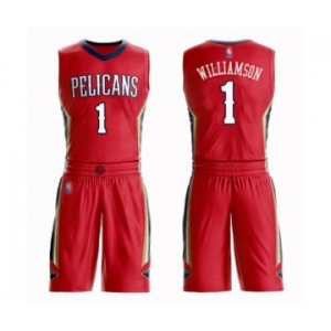 Men's New Orleans Pelicans #1 Zion Williamson Authentic Red Basketball Suit Jersey Statement Edition