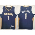 Men's New Orleans Pelicans #1 Zion Williamson Navy Stitched Basketball Jersey