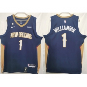 Men's New Orleans Pelicans #1 Zion Williamson Navy Stitched Basketball Jersey