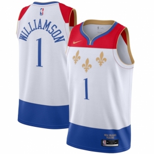 Men's New Orleans Pelicans #1 Zion Williamson Nike White 2020-21 Swingman Player Jersey