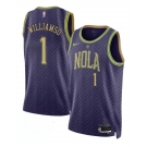 Men's New Orleans Pelicans #1 Zion Williamson Purple 2024-25 City Ediiton Stitched Basketball Jersey