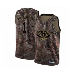 Men's New Orleans Pelicans #1 Zion Williamson Swingman Camo Realtree Collection Basketball Jersey