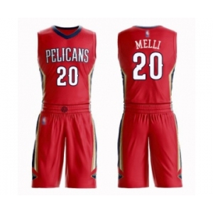 Men's New Orleans Pelicans #20 Nicolo Melli Authentic Red Basketball Suit Jersey Statement Edition