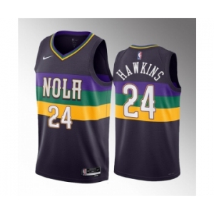 Men's New Orleans Pelicans #24 Jordan Hawkins Purple 2023 Draft City Edition Stitched Basketball Jersey