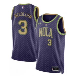 Men's New Orleans Pelicans #3 CJ McCollum Purple 2024-25 City Ediiton Stitched Basketball Jersey