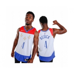 Men's New Orleans Pelicans #4 J.J. Redick White City Edition New Uniform 2020-21 Stitched Basketball Jersey