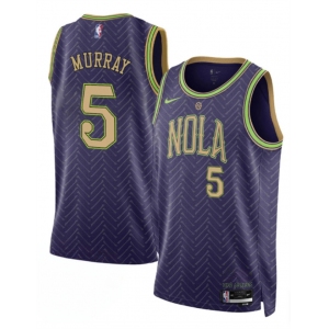 Men's New Orleans Pelicans #5 Dejounte Murray Purple 2024-25 City Ediiton Stitched Basketball Jersey