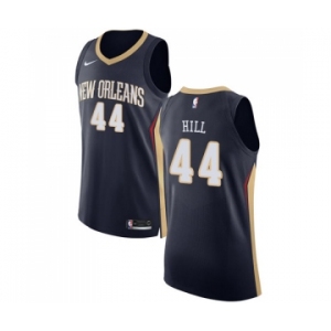 Men's Nike New Orleans Pelicans #44 Solomon Hill Authentic Navy Blue Road NBA Jersey - Icon Edition