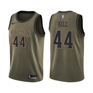 Men's Nike New Orleans Pelicans #44 Solomon Hill Swingman Green Salute to Service NBA Jersey