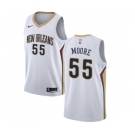 Men's Nike New Orleans Pelicans #55 E'Twaun Moore Swingman White Home NBA Jersey - Association Edition