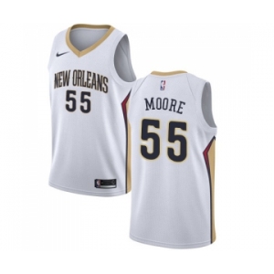 Men's Nike New Orleans Pelicans #55 E'Twaun Moore Swingman White Home NBA Jersey - Association Edition